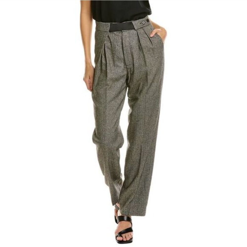 Zadig & Voltaire Phoebe Lurex Herringbone Tweed Pants In Gris - Picture 2 of 9